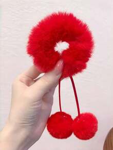 2 buc/set eleganți de păr drăguți și eleganti, albi, pufoși, cu ciucuri, design mic și delicat, ușor de fixat, material moale, potriviți pentru coafuri cu coadă de cal, , accesoriu de modă pentru zi cu zi, petrecere, călătorii, elastici de păr, benzi de cauciuc, frânghie de păr, cravată elastică de păr - Cravată de păr cu ciucuri de pluș alb - Vizualizare 10