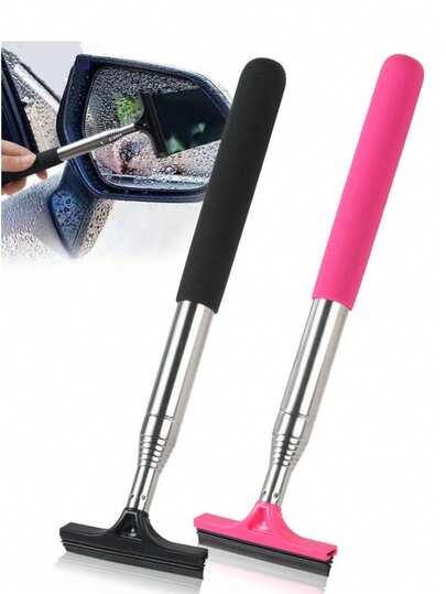 Limpiaparabrisas retráctil para espejo lateral de coche, Limpiaparabrisas retráctil para espejo retrovisor de coche, Limpiador de cristal de coche retráctil con mango extensible, Herramienta de limpieza portátil