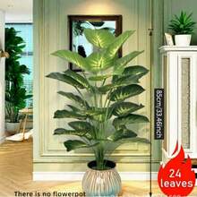 1株大型人造热带香蕉叶植物，超大塑料棕榈叶，逼真纹理，家居园艺装饰，高45英寸（约114厘米），不含花盆 - 綠色 - 查看 17