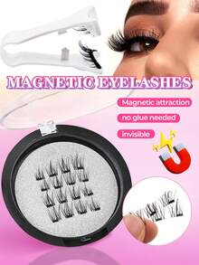 1 Pair Magnetic Eyeliner & Eyelashes Kit, Easy To Use Without Glue, Reusable False Lashes Tool, Suitable For Travel, Business Trip, Date, Hotel - Multicolor - View 14