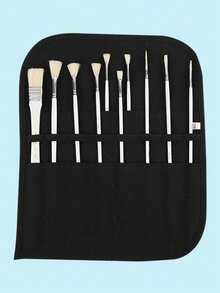 1个帆布画笔收纳袋，铅笔盒，水彩笔书法笔收纳袋，帆布笔袋，画笔帘袋，画笔整理袋 - 彩色 - 查看 7