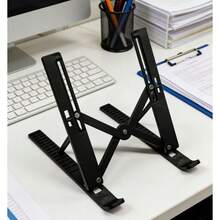 便携式笔记本电脑支架，超轻铝合金可调节笔记本电脑支架，笔记本电脑增高架，适用于桌面或旅行，适用于7-9.8英寸笔记本电脑，银色 - 彩色 - 查看 7