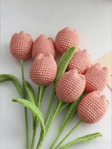 1支手工编织人造郁金香，母亲节、教师节、情侣礼物，花瓶装饰（随机发货） - 粉色 - 查看 1