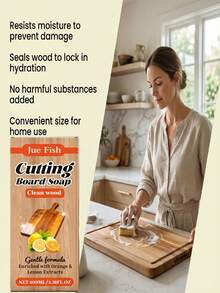 JUE FISH 1pc/100ml Cutting Board Cleaner, Cleans And Refreshes Kitchen Cutting Boards, Removes Odors, Helps Maintain Wood Structure To Resist Cracking, Natural Fresh Scent, Suitable For Kitchen Use - Liquid - View 5