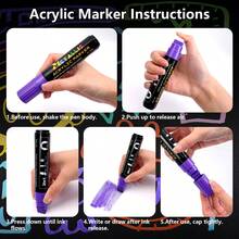 Bộ bút vẽ màu acrylic đầu rộng 15mm - Màu sắc sống động | Độ che phủ cao, dung tích mực lớn và khả năng chồng lớp màu cho tranh graffiti và nghệ thuật táo bạo, bộ bút vẽ màu. - Nhiều màu - Xem 8