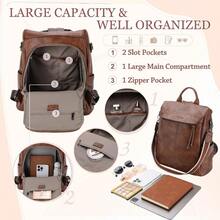 VX VONXURY Backpack Purse For Women Fashion Faux Leather Anti-Theft Backpack With Detachable Shoulder Strap For Daily Work Travel - Brown - View 3