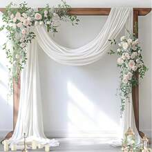 75*600cm 1pc Chiffon Curtain Fabric For Wedding Arch Decor, Transparent Arch Curtain Suitable For Thanksgiving, Christmas, Wedding Ceremony, Party Ceiling Decoration, Lavender Color Chiffon Fabric For Wedding Arch Curtain