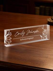 Placa de escritorio de acrílico personalizada con logotipo de la empresa - Placa decorativa de oficina personalizada, adecuada como regalo para el jefe o la empresa, bloque de vidrio acrílico transparente personalizado, regalo de oficina, regalo de agradecimiento para colegas, jefe, maestro/empleado, decoración de escritorio de oficina unisex, decoración de sala de estar - Multicolor - Ver 16