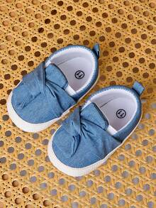 1 par de zapatos planos casuales con lazo de tela, diseño lindo adecuado para primavera y otoño - Neblina azul - Ver 7