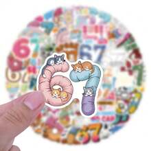 50 Peças Adesivos de Gírias da Internet 67 | Adesivos de Linguagem Pop Engraçados, Papel Autoadesivo, Forma Irregular, Uso Único, Ideal para Guitarra, Motocicleta, Skate, Exterior, Viagem, Garrafa de Água, Bicicleta, Mala, Scrapbook, Festa, Natal - Multicolorido - Visão 2