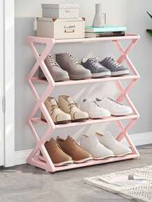 1 pièce Organisateur de rangement à 4 niveaux pour chaussures, meuble de rangement pour chaussures autoportant parfait pour la penderie, l'entrée, le couloir, le vestibule, le salon, la chambre. Assemblage facile, structure en métal économisant l'espace. Étagère d'affichage pour chaussures, bottes, Baskets, pantoufles et accessoires. Solution d'organisation design minimaliste moderne et compact. - Multicolore - Voir 14