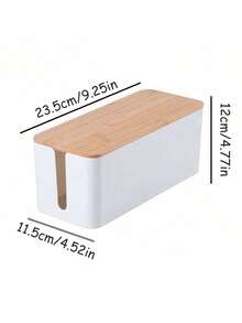 1pc Plastic Cable Organizer Box With Wooden Lid, Cable Management Box For Hiding Wires, Power Cord Storage Box, High Quality, Easy To Use, Durable And Sturdy, Home Kitchen Utensils, Home Decor, Gift For Men, Suitable For Bedroom, Bathroom, Office, Kitchen, Living Room, Office, Engineering Office - Multicolor - View 4