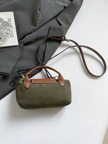 Women's Fabric Nylon Mini Crossbody Bag, Magnetic Snap Dumpling Bag, Casual Cute Fashion Handbag - Army Green - View 6
