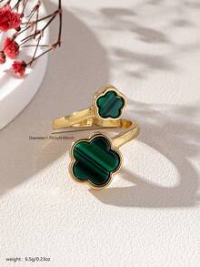 Clover Ring- A Minimalist & Fashionable Resin Clover Shaped Ring, Interlocking Four Leaf Clover Ring With Beach Vacation Style, Suitable For Ladies' Daily Wear Valentines - Five Leaf Clover Ring - View 3