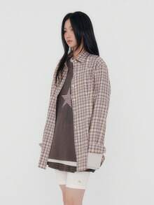 Early Autumn Retro New Lapel Single-Breasted Loose Long Sleeve Plaid Shacket - Multicolor - View 8