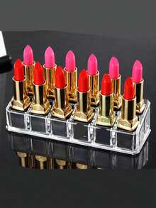 1个透明亚克力12格口红唇彩展示架，桌面水晶化妆品收纳盒 - 無色 - 查看 2
