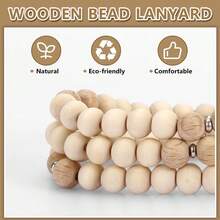 Teacher Lanyard With Id Holder, Retractable Lanyards For Id Badges Keys, Cute Natural Wooden Beaded Lanyard For Women - 多色-c - 查看 5