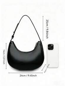 Bolso bandolera tipo axila para mujer, diseño media luna con correa ajustable y amplio espacio interior, estilo minimalista retro adecuado para compras, trabajo, universidad y salidas, regalo perfecto de San Valentín y Navidad, cómodo y ligero para uso diario. - Negro - Ver 10
