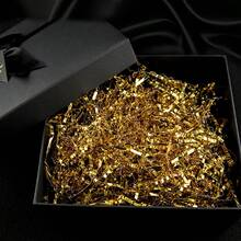 10g/20g/30g/50g/70g/100g/Pack Double-Sided Gold Raffia Grass, Wavy Paper Shreds, Gift Filler Material, Gift Decorative Paper - Suitable For Gift Wrapping, Favors, Holiday Gift Filling, Valentine's Day Decor, Valentine's Day Party Gifts - 金色 - 查看 5