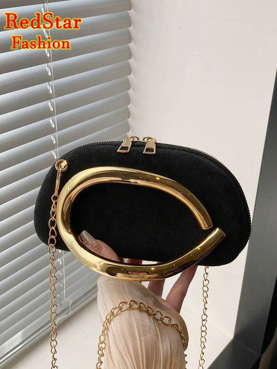 这款优雅精致的珍珠白PU手提包，配以金色五金配件和豆袋式设计，是女士日常约会、度假、正式活动和婚礼的理想选择，也是节日送礼的绝佳选择。
