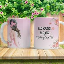 Personalized Mug With Phrase, Gift, Glossy Porcelain - SHE DARES - View 1