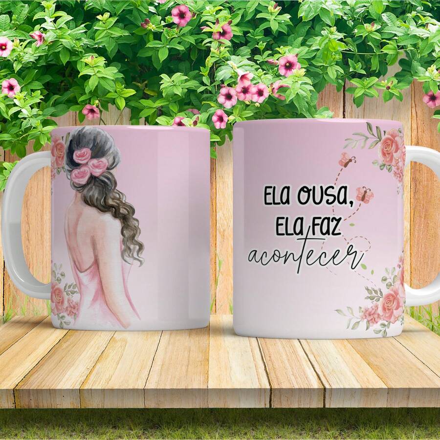 Personalized Mug With Phrase, Gift, Glossy Porcelain - SHE DARES - View 1