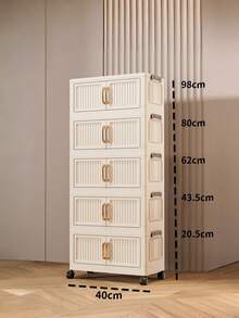 40厘米/15.8英寸宽五层可拆卸折叠储物盒，衣柜整理架/卧室衣柜/便携式衣柜，无需安装，可堆叠存放婴儿衣物/玩具/书籍/零食/杂物，客厅/卧室/厨房塑料储物柜 - 彩色 - 查看 7