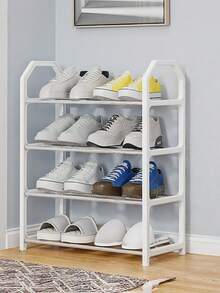 1 pièce Organisateur de rangement à 4 niveaux pour chaussures, meuble de rangement pour chaussures autoportant parfait pour la penderie, l'entrée, le couloir, le vestibule, le salon, la chambre. Assemblage facile, structure en métal économisant l'espace. Étagère d'affichage pour chaussures, bottes, Baskets, pantoufles et accessoires. Solution d'organisation design minimaliste moderne et compact. - Multicolore - Voir 2