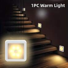 1pc/3pcs Auto Sensor LED Night Light, Wireless Wall Lamp, Battery Powered, Suitable For Stairs, Cabinets, Bathroom, Steps, Bedroom, Corridor, Indoor Decor - Light Grey - View 5