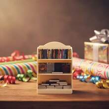 1:12 Scale Mini Collectible Bookshelf (With 60 Mini Books) - Compact Plastic Display Rack With Multiple Compartments, Ideal For Mini Novels, Indoor/Outdoor Decor, White, Collectable Display Rack | Plastic Structure *Miniature Scene Accessory Mini Book Doll House DIY Dollhouse Furniture BJD Scene Photography Props Comic Books - Multicolor - View 2