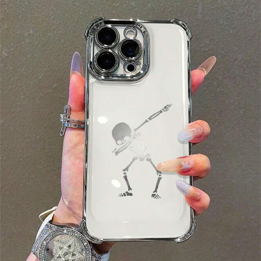 Esqueleto con toques sobre fondo blanco, con un espeluznante toque de Halloween. Esta elegante funda es compatible con los modelos 16, 15, 14 Pro Max, 13, 12, 11, XR y XS Plus. Fabricada en silicona TPU, ofrece protección contra golpes y caídas, además de una sensación superior. Es un regalo ideal para familiares, amigos y seres queridos, y una opción perfecta para Navidad.fundas para 13,funda 13,funda 16,fundas ,funda 15,funda para ,fundas para 16,fundas 11,fundas 15,funda 17,protector para ,funda 14,fundas 12,fundas 14,funda 17 pro max,fundas 13,fundas> - Plateado - Ver 1