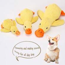 1pc Plush Squeaky Duck Chew Toy For Medium/Small Dogs, Pet Boredom Buster Supplies - Multicolor - View 2