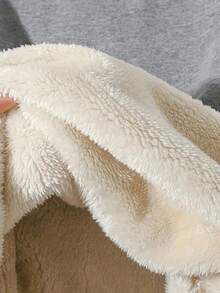 Áo nỉ nữ có dây rút, áo khoác Sherpa thể thao ngoài trời, leo núi, mùa đông. - Màu Xám nhạt - Xem 4