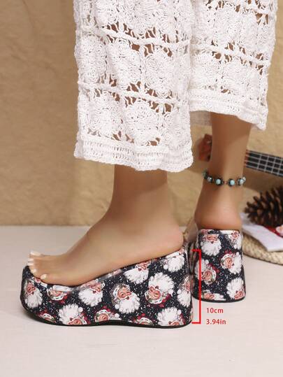 1 Pair Elegant Solid Color Fashion Platform Sandals, Ideal For Outdoor Wear In Spring And Autumn