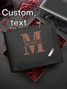 1 Pc Custom Name Men Wallet, 26 Letters A-Z, You Can Choose The Gift Box Style, Folding Wallet, Personalized, Unique, Fashion, Multiple Card Slots, Large Capacity, Easy To Carry, Suitable For Business People, Fathers, And Boyfriends, Suitable For New Year's Gifts, Birthday Gifts, Party Gifts, Men's Valentine's Day Gifts, Father's Day Gifts, Birthday Dad Gift Idea.