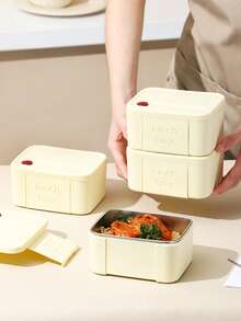 صندوق غداء من الفولاذ المقاوم للصدأ، صندوق بنتو قابل للتثبيت للعمل والمدرسة، حاوية وجبة محمولة، صندوق غداء متعدد الطبقات، حامل غداء جديد، صندوق غداء محكم الإغلاق وحافظ للحرارة - أصفر - مشاهدة 7