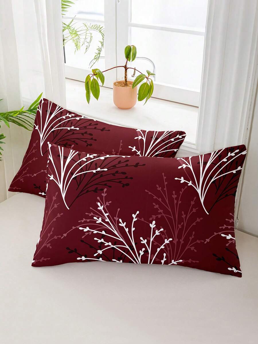 1pc/2pcs/4pcs Polyester Floral Pattern Pillowcase (Pillow Insert Not Included), Soft & Comfortable, Suitable For All Seasons - Multicolor - View 1