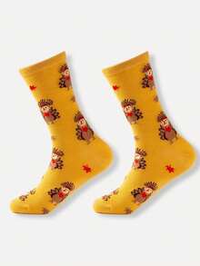 2/5/10 Pairs Random Fashionable Versstile Creative AB Asymmetrical High Top Socks With Cartoon Animal, Tool, And Character Patterns - Multicolor - View 3