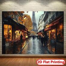 1 tấm phông nền cảnh quán cà phê Paris - Trang trí tường hình tháp Eiffel lãng mạn kiểu Pháp, không cần điện, chất liệu vải polyester chất lượng cao, thích hợp cho đám cưới, sinh nhật, kỷ niệm, trang trí nhà cửa - Không gian quán cà phê châu Âu cổ điển, trang trí phòng kiểu Paris, trang trí sự kiện, in màu sắc mùa thu, thiết kế phẳng 2D. - Nhiều màu - Xem 2