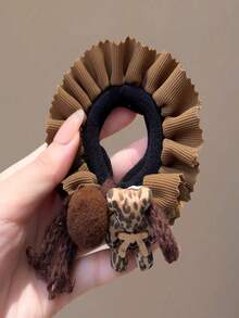1/2 Stücke Nische Leopard Muster gefaltete Haargummis, vintage süße Bären Spiralhaargummis, elegante Haargummis für Pferdeschwanz, Dutt Gummibänder für den täglichen Gebrauch, Haargummis, Haarseil - Verschiedenfarbig - Übersicht 3