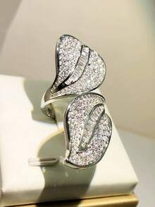 1 pieza Anillo con Charm de Circonita Cúbica para Mujer, Regalo del Día de San Valentín, Joyería para Boda y Aniversario - 1# - Ver 4