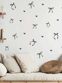 1pc Creative Pink Bow Decorative Wall Sticker, Suitable For Bedroom, Living Room, Romantic Atmosphere Decor For Valentine's Day - Multicolor - View 9