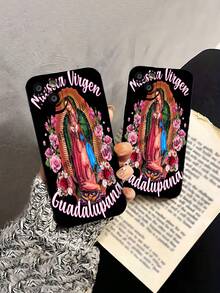 Funda para teléfono con diseño floral de Nuestra Virgen Guadalupe Compatible con fundas para teléfonos   17  16 Pro Max  15 Pro Max  13 y  12 Fabricada en material TPU a prueba de caídas, resistente al desgaste y cómoda de sostener Un gran regalo para familiares, amigos, seres queridos, novios, novias y para Navidad y Año Nuevo - Negro - Ver 5
