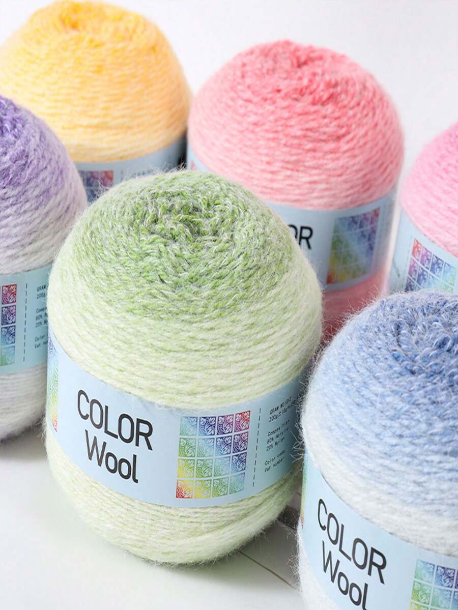 200g Gradient Chunky Knitting Yarn, Rainbow Color Variegated Yarn For DIY Hand Knitting, Crochet, Fashion Sweaters, Shawls, Coats, Headbands, Hats, Accessories