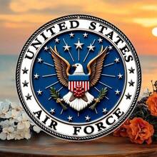 HELLOYOUNG USAF  Metal Sign Vintage Retro Tin Aluminum 8x8 Inch Round Wall Decor Americana Military Logo Home Bar Garage Man Cave - Multicolor - View 7