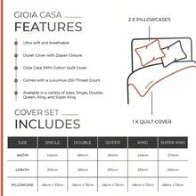 Gioia Casa 100% Vintage Washed Cotton Bed Quilt Cover Set - Ultra Soft Comfy Luxurious Duvet Cover With Zipper Closure - Elegant Quilt Cover Set For Bedding - Brick - Queen - 磚 - 查看 6