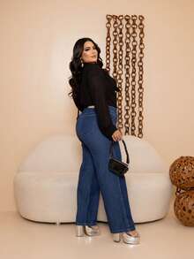 Plus Size Jeans - 藍色 - 查看 4