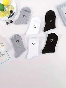 1pc Love Socks Women's Mid-Calf Korean Style Ins Versatile Solid Color Sports Socks Unisex Casual Mid-Calf Socks - Multicolor - View 6