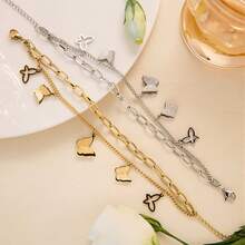 VceTd 1pc Fashionable Naturalistic Butterfly Shaped Stainless Steel Pendant Bracelet, Suitable For Women's Daily Wear Or As A Gift For Friends