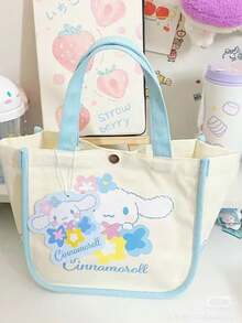 SANRIO 三丽鸥正品 Kitty 1 件装新款手提包、便当包、托特包、帆布包，可爱狗狗布丁、狗狗梅洛、狗狗蓝色、旋律、粉色 - 彩色 - 查看 3